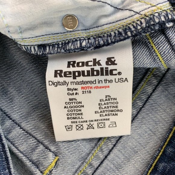 LONG Rock & Republic Jeans Rainbow Embroidered Pocket Roth Flare 29 - Picture 4 of 10